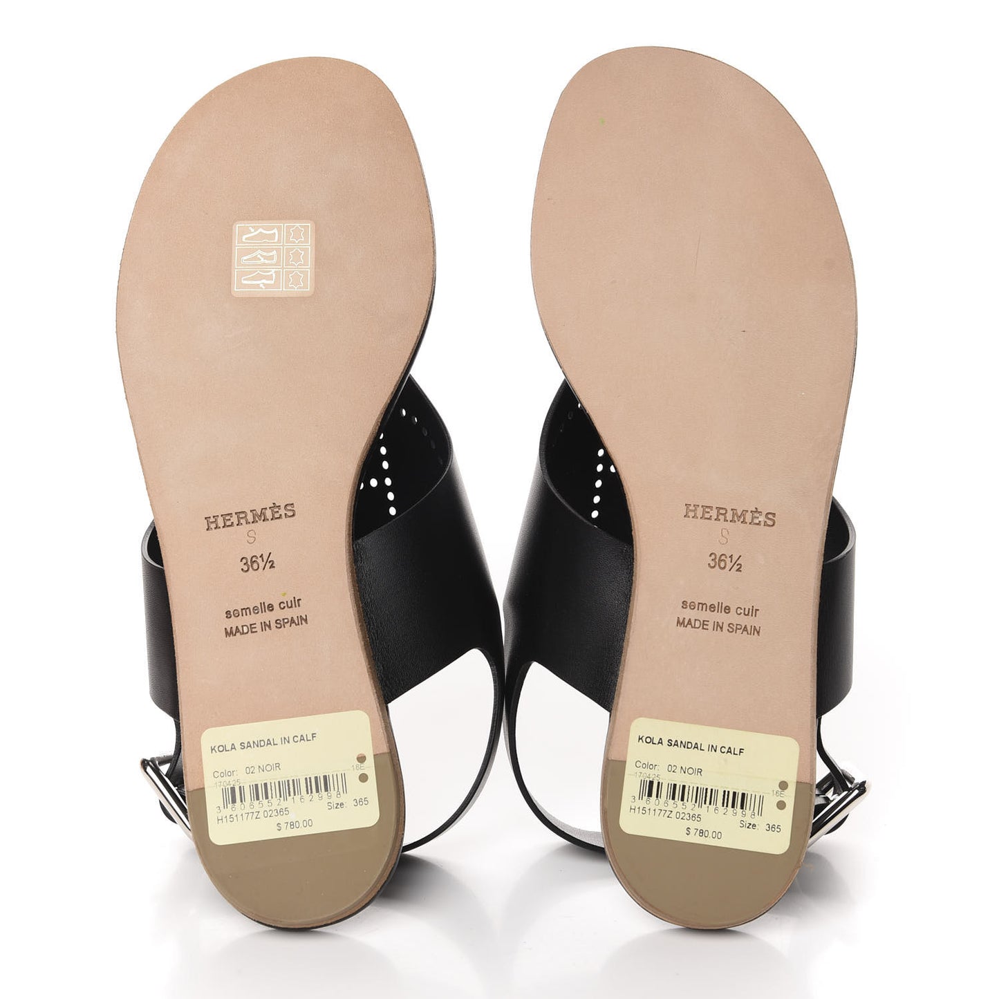 Calfskin Kola Sandals 36.5 Black