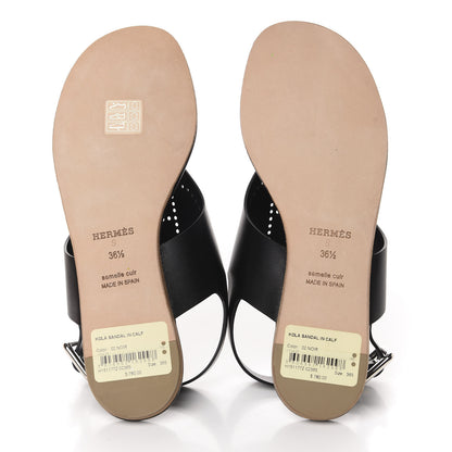 Hermes Calfskin Kola Sandals 36.5 Black 5 of 9