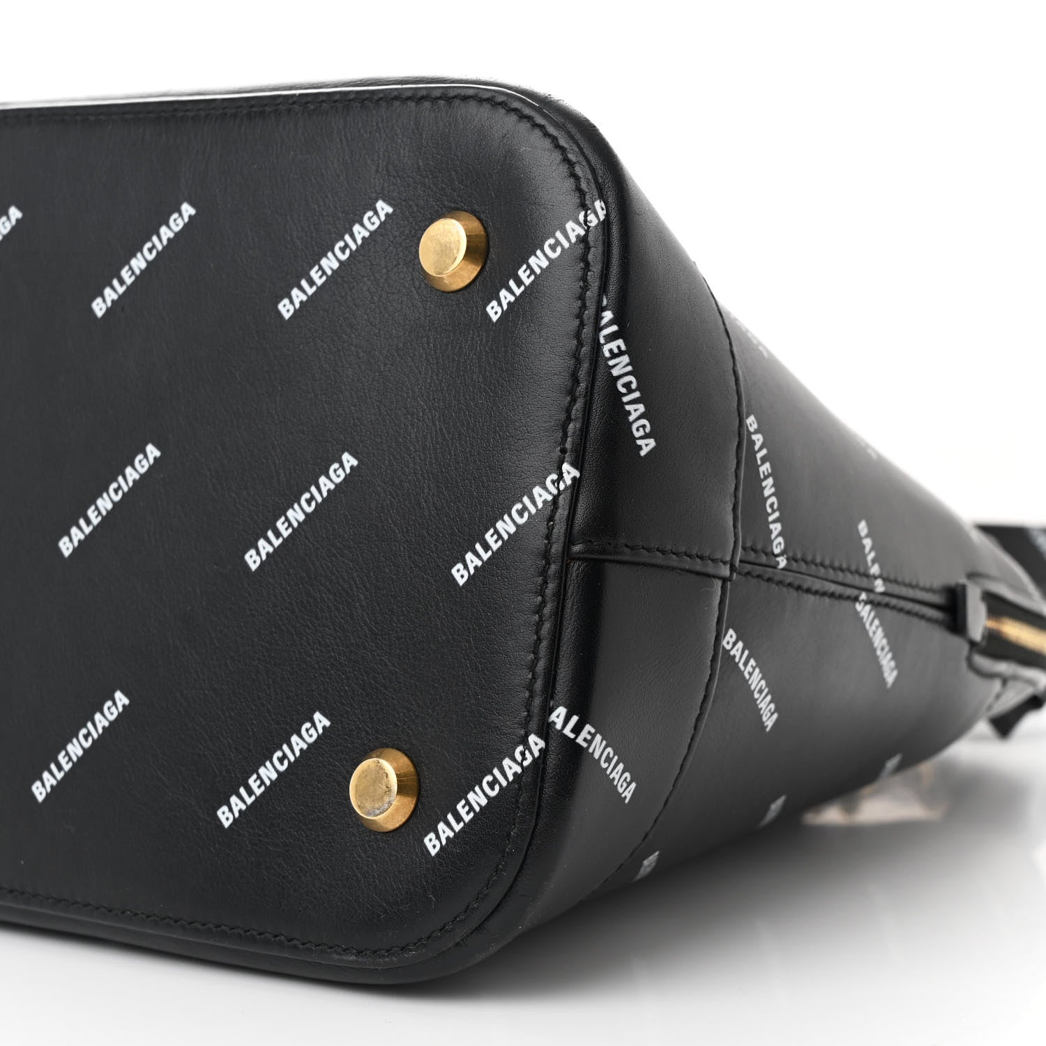 Balenciaga Calfskin Allover Logo M Ville Top Handle Bag Black 10 of 11