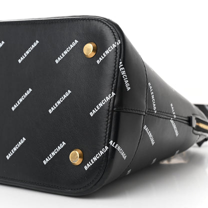 Balenciaga Calfskin Allover Logo M Ville Top Handle Bag Black 10 of 11