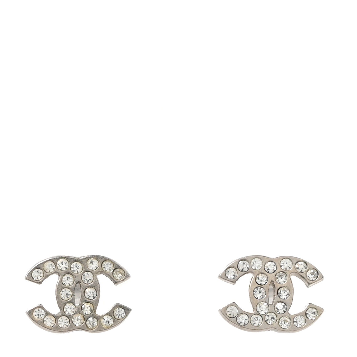 Chanel Crystal Mini Timeless CC Earrings Silver 1 of 4