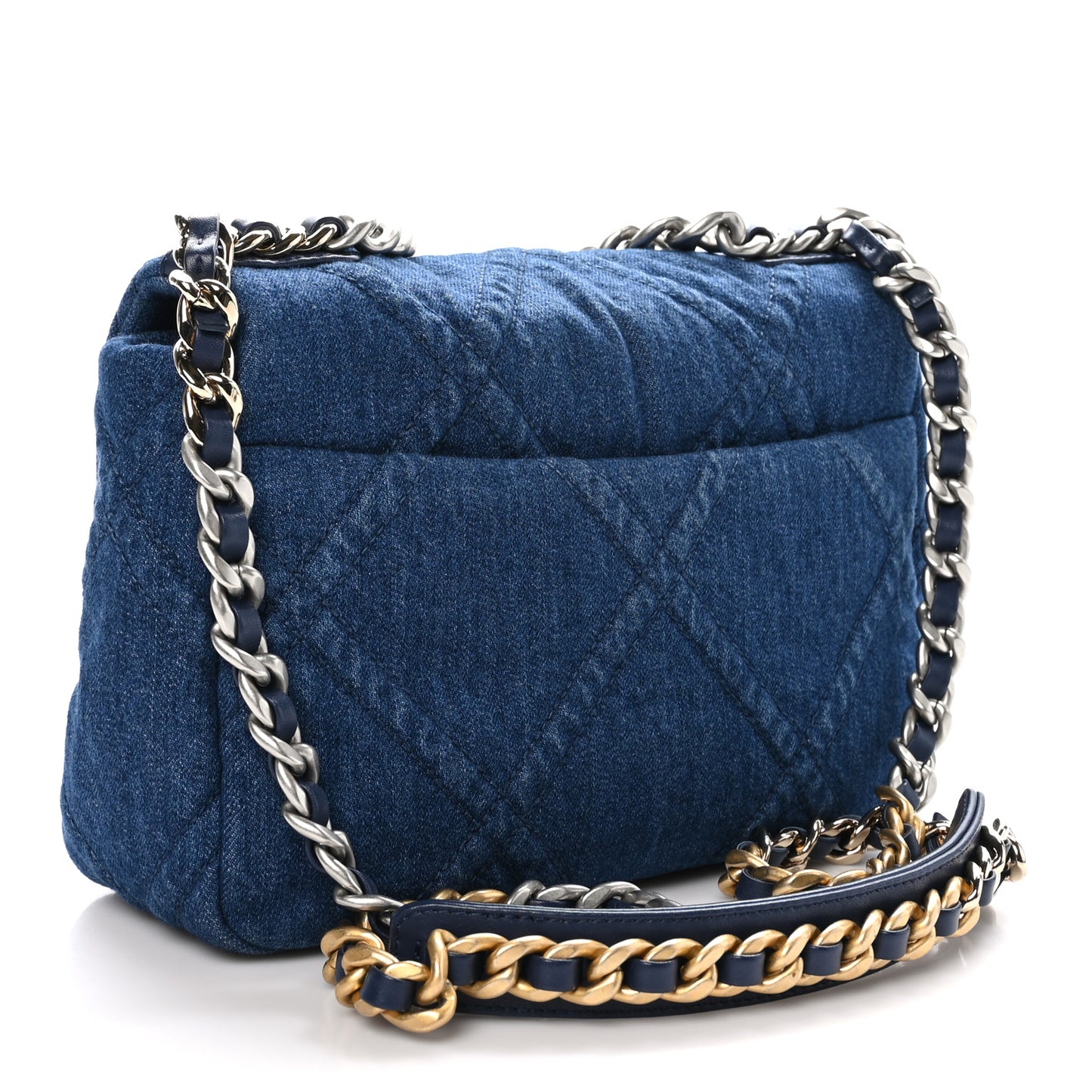 Denim Quilted Medium Chanel 19 Flap Blue