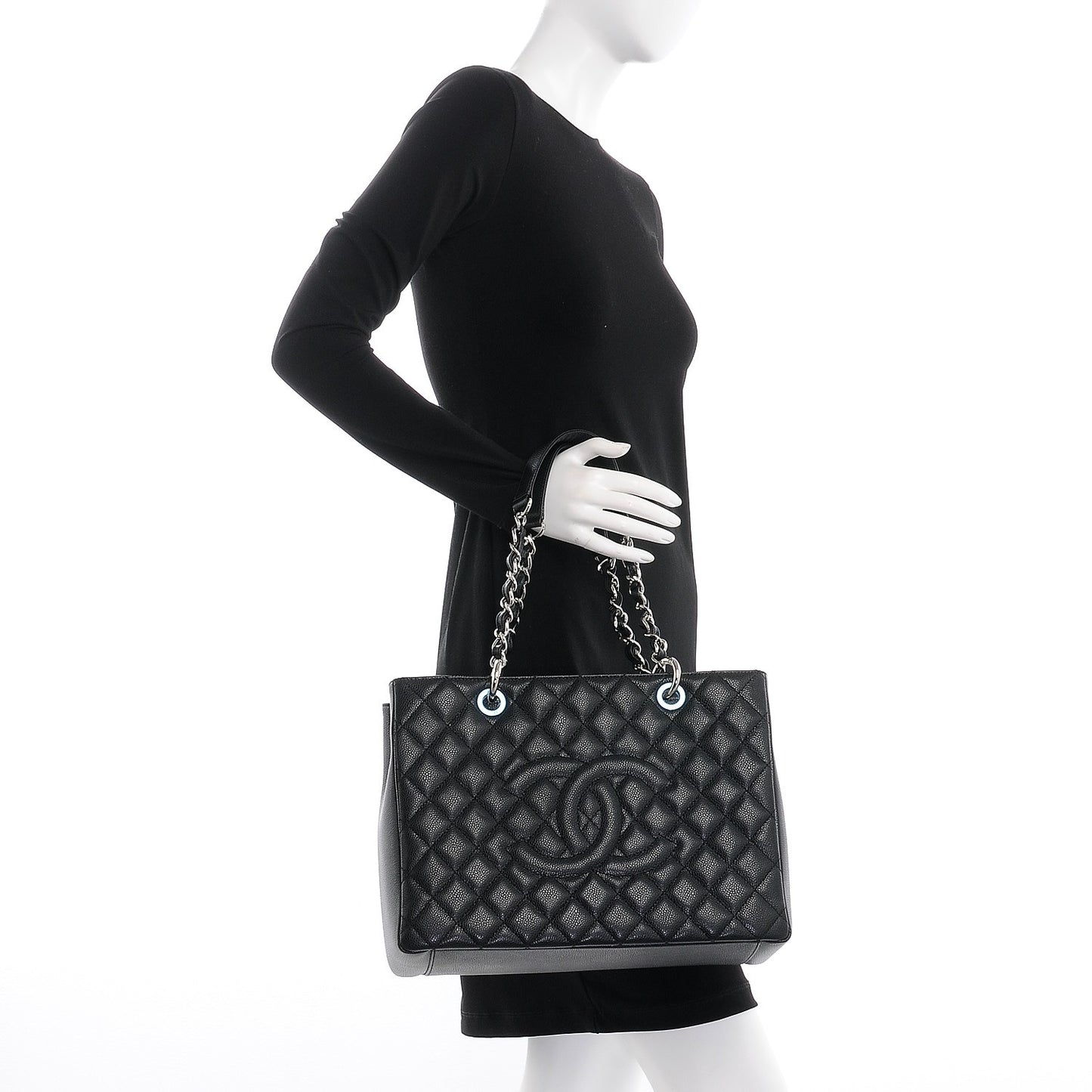 Caviar Quilted Grand Shopping Tote GST Black