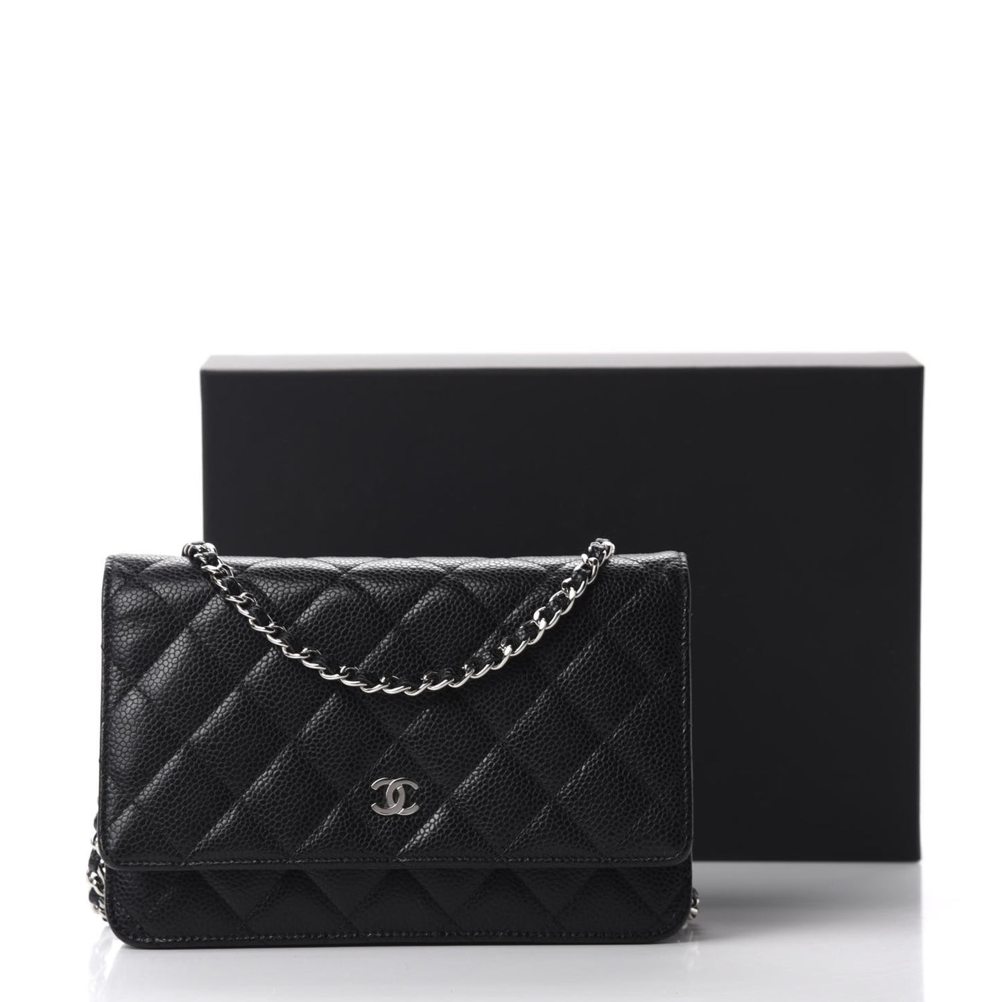 Caviar Quilted Wallet On Chain WOC Black