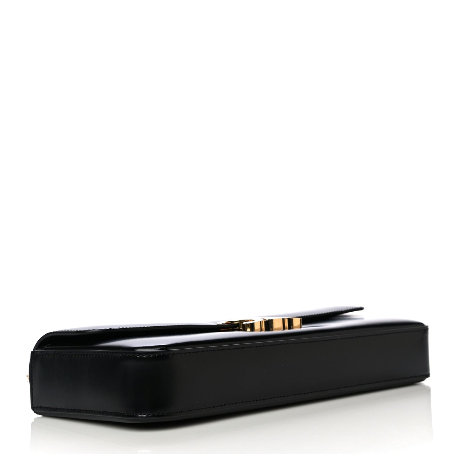 Shiny Calfskin Triomphe Chain Bag Black