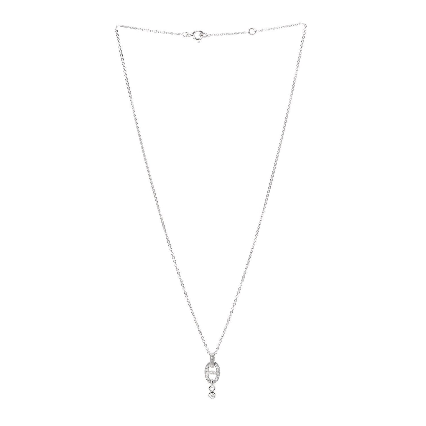 18K White Gold Diamond PM Chaine d'Ancre Enchainee Necklace