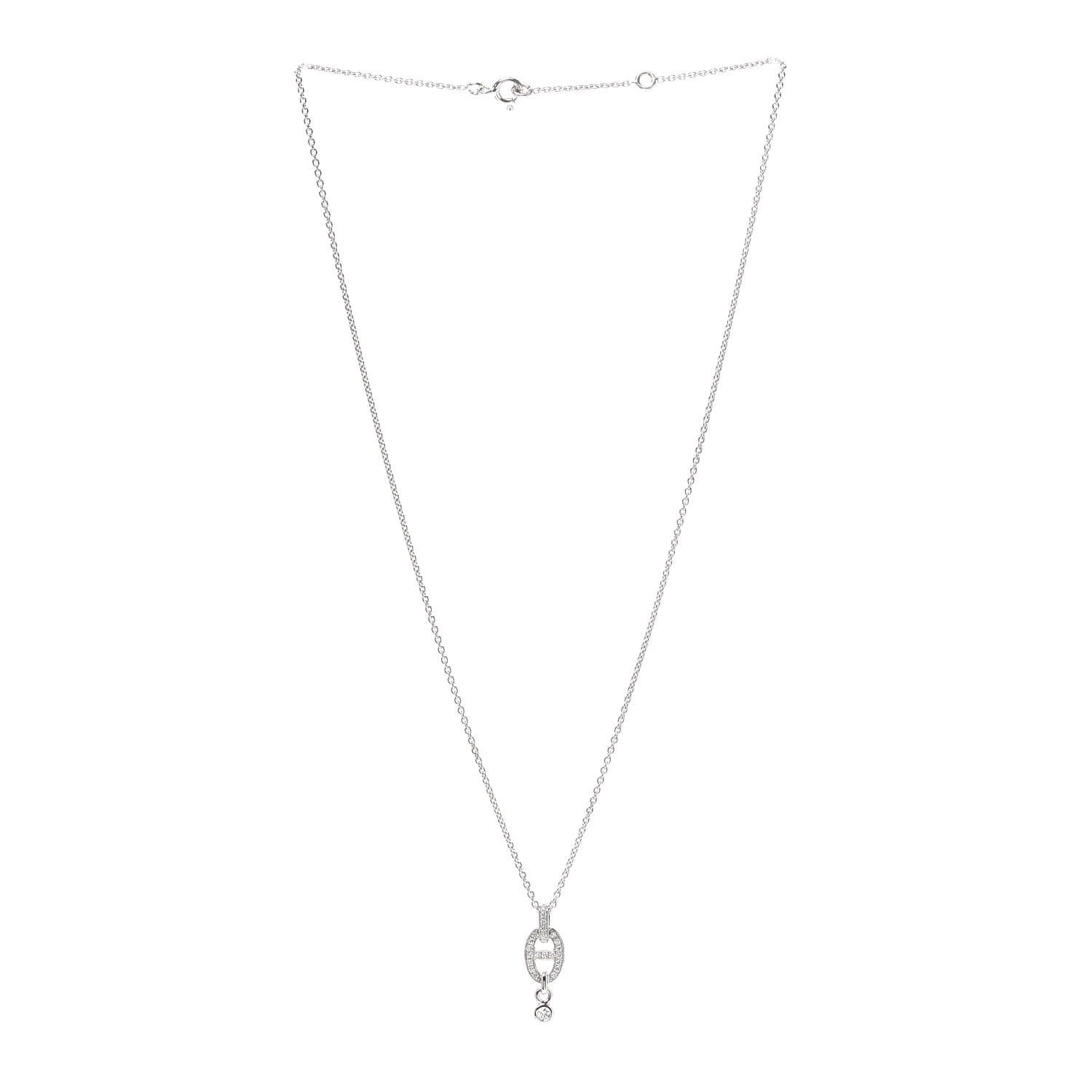 Hermes 18K White Gold Diamond PM Chaine d'Ancre Enchainee Necklace 3 of 6
