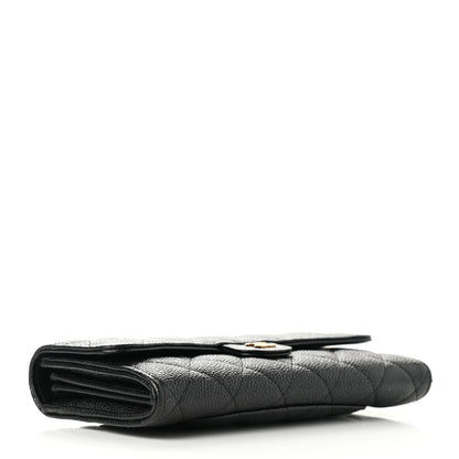 Chanel Caviar Quilted Large Gusset Flap Wallet Black 4 of 9