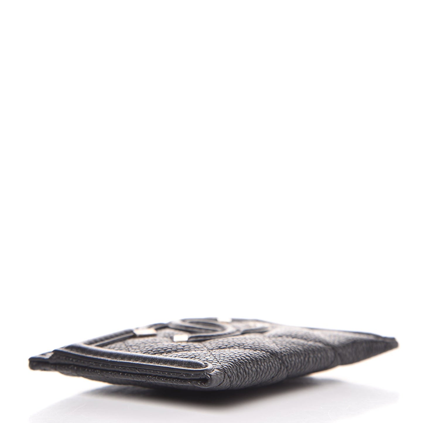 Caviar Quilted Filigree Card Holder Black