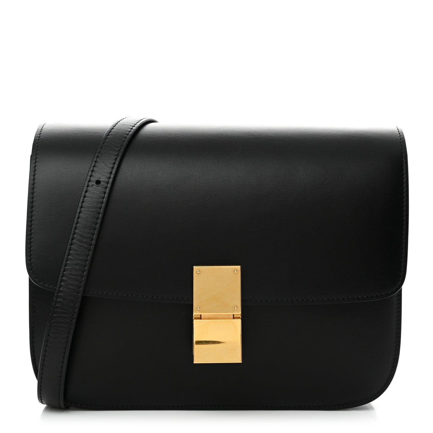Box Calfskin Medium Classic Box Flap Bag Black