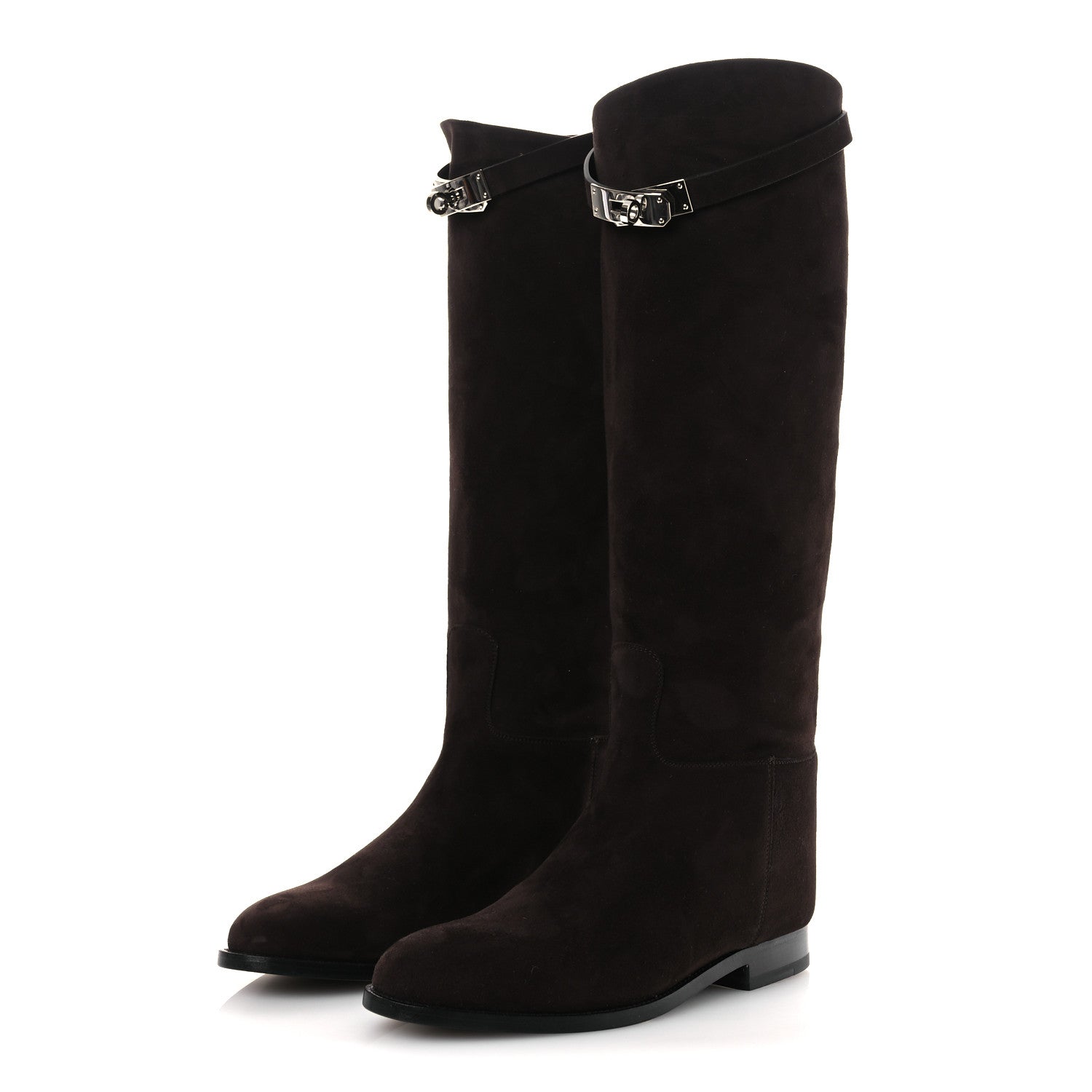 Hermes Suede Kelly Jumping Boots 38 Marron Ebene 4 of 11