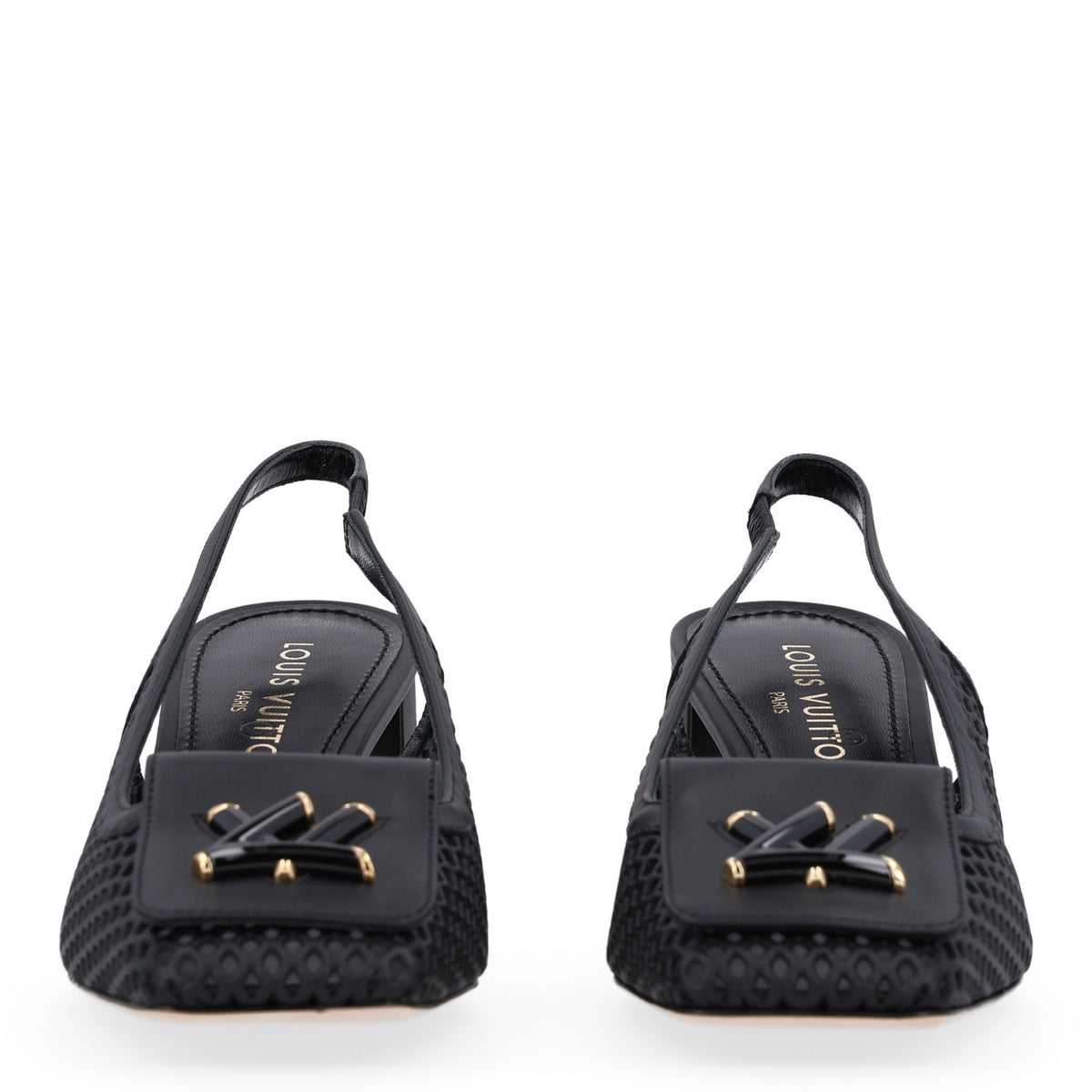 Calfskin Perforated Shake Slingback Pumps 40 Black