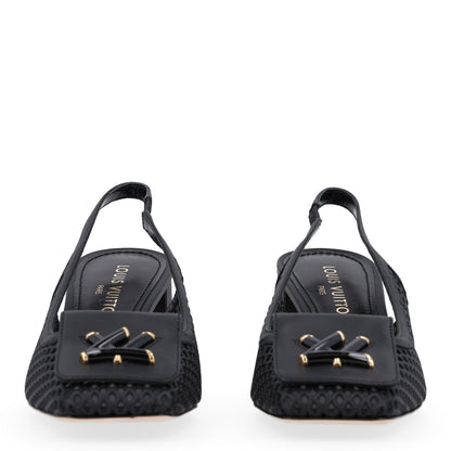 Louis Vuitton Calfskin Perforated Shake Slingback Pumps 40 Black 3 of 9