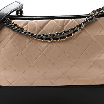 Chanel Aged Calfskin Quilted Medium Gabrielle Hobo Beige Black 8 of 14