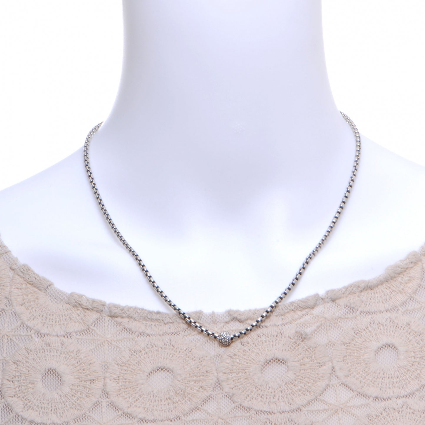 Sterling Silver and Pave Diamond Pendant Necklace