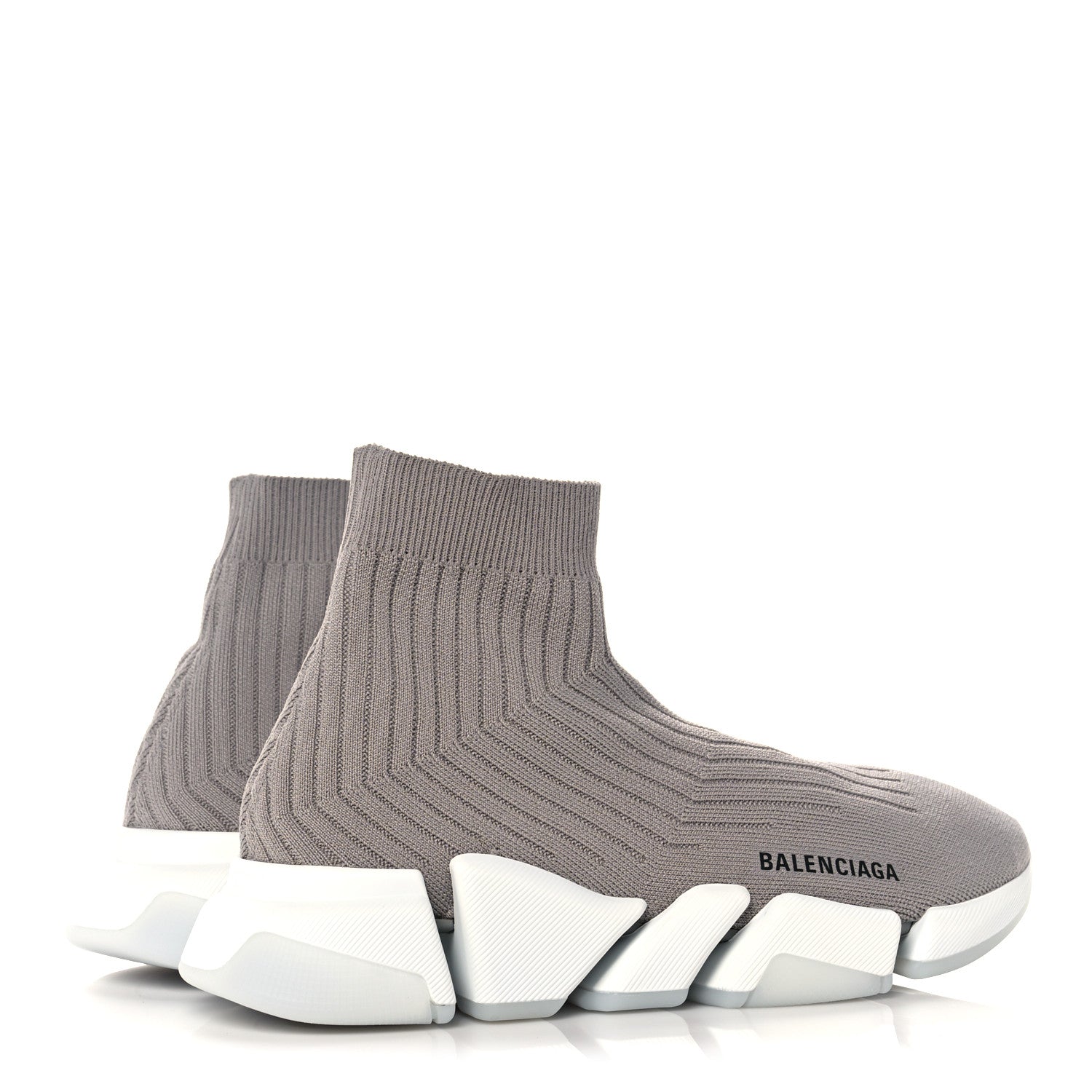 Balenciaga Ribbed Knit Womens Speed 2.0 Transparent Sole Sneakers 40 Baltic Grey White 4 of 8