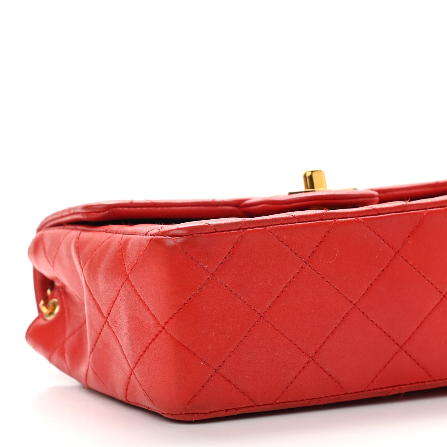 Lambskin Quilted Mini Square Flap Red