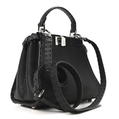 Fendi Cuoio Romano Selleria Bi-Color Mini Peekaboo Iconic Satchel Black Mou 3 of 9