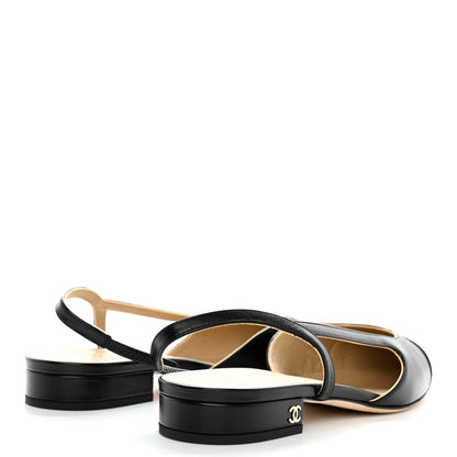 Chanel Goatskin Grosgrain CC Slingback Flats 38 Black 4 of 9