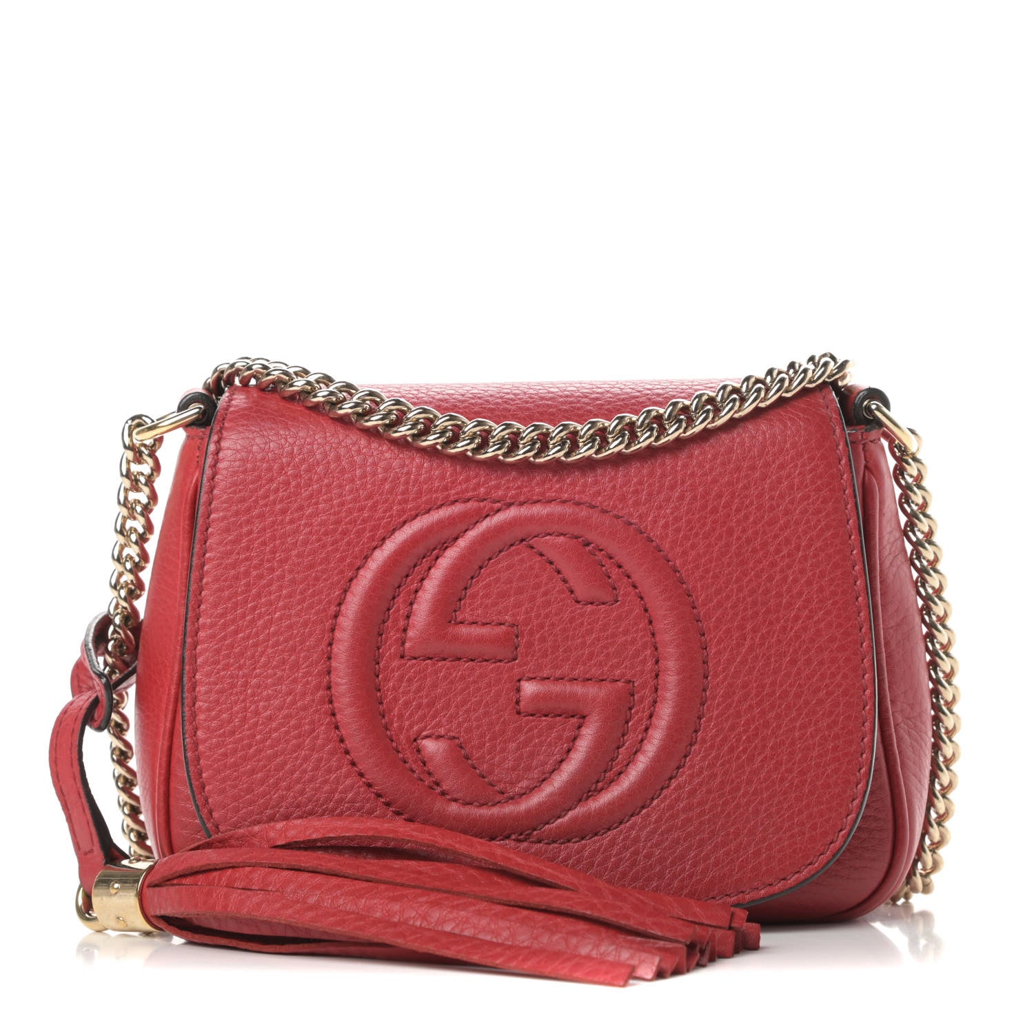 Gucci Pebbled Calfskin Small Soho Flap Crossbody Red 1 of 10