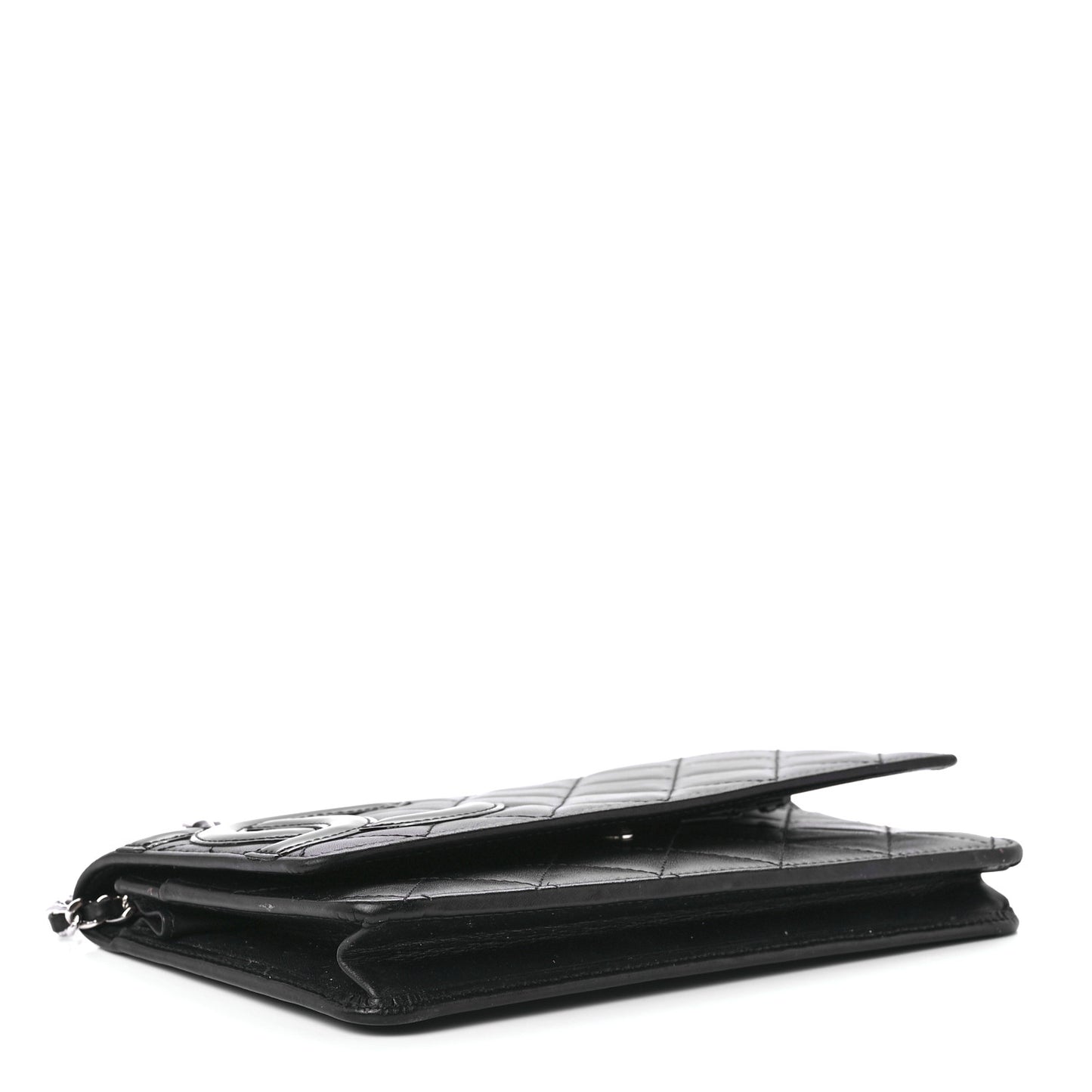 Calfskin Quilted Cambon Wallet On Chain WOC Black