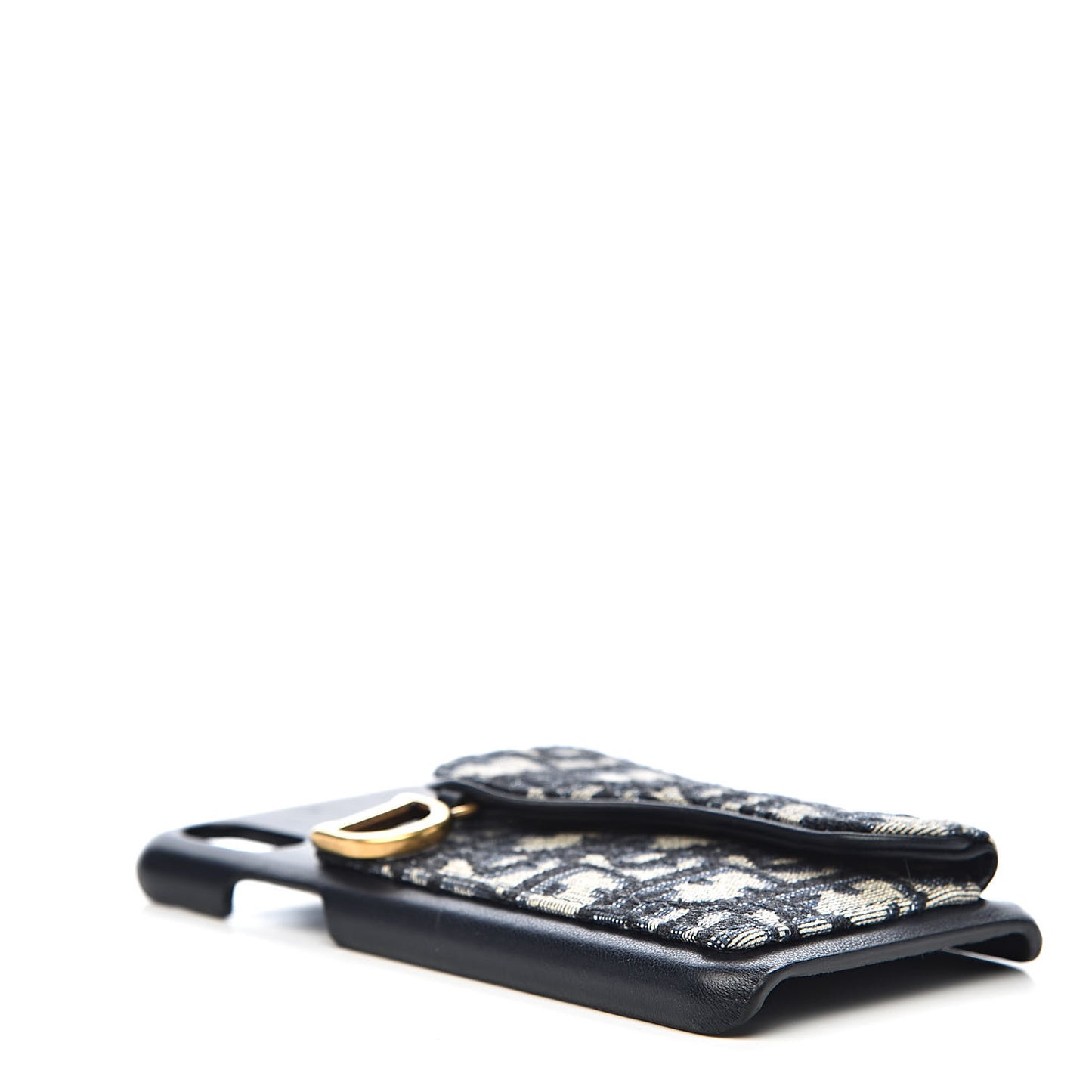 Oblique Calfskin Saddle iPhone X Case Blue