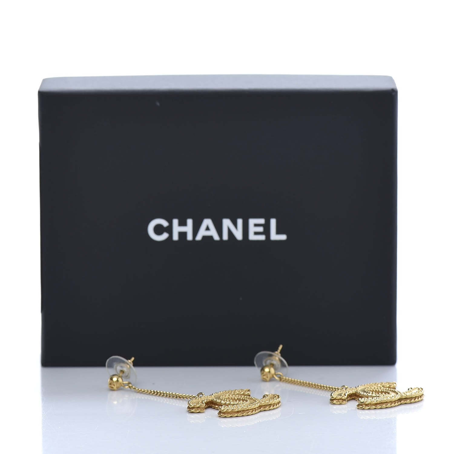 Chanel CC Drop Earrings Matte Gold 5 of 5