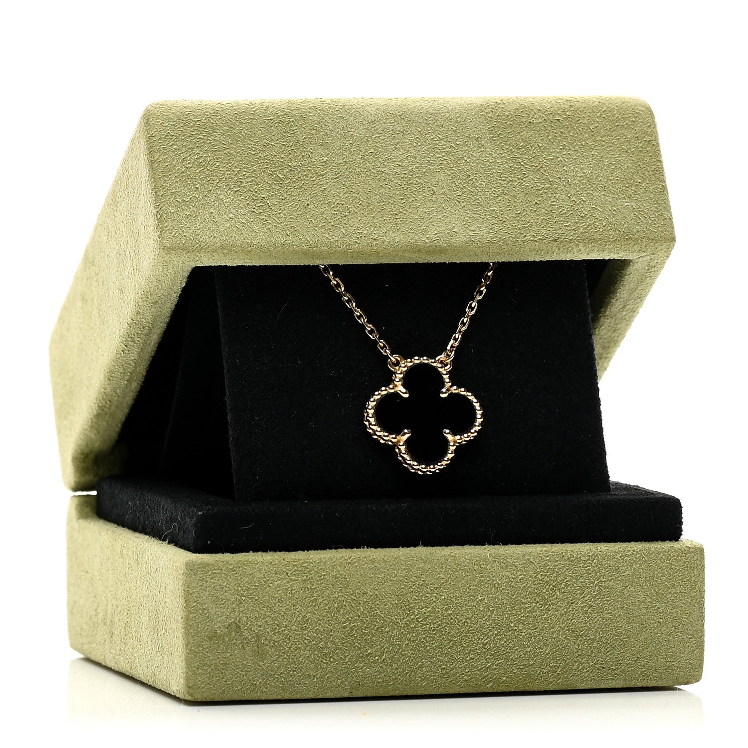Van Cleef & Arpels VAN CLEEF &amp; ARPELS 18K Yellow Gold Black Onyx Vintage Alhambra Pendant Necklace 6 of 6