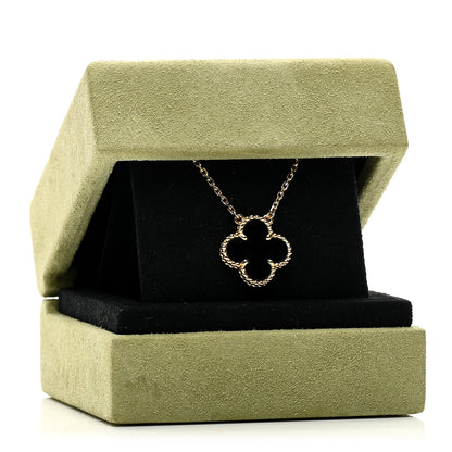 Van Cleef & Arpels VAN CLEEF &amp; ARPELS 18K Yellow Gold Black Onyx Vintage Alhambra Pendant Necklace 6 of 6
