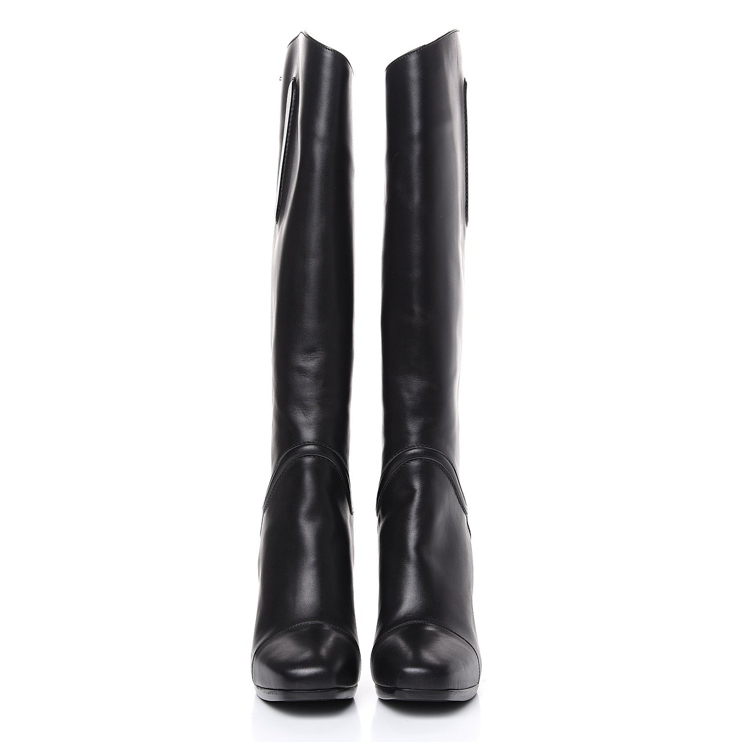 Calfskin Knee High Riding Boots 38 Black