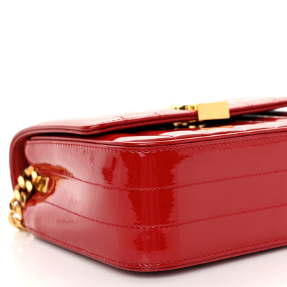Saint Laurent Patent Matelasse Monogram Small Vicky Chain Bag Red 10 of 11