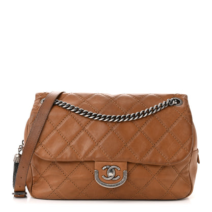 Chanel Calfskin Quilted Jumbo Coco Sporran Flap Light Brown 1 of 14