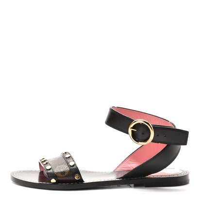 Louis Vuitton Calfskin Monogram Passenger Flat Sandals 37 Black 1 of 10