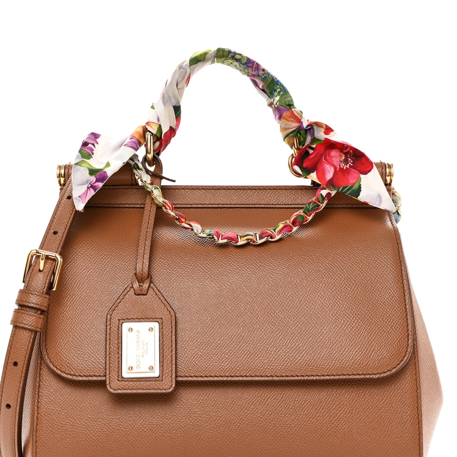 Dolce & Gabbana Dauphine Medium Miss Sicily Satchel With Scarf Caramello 7 of 11