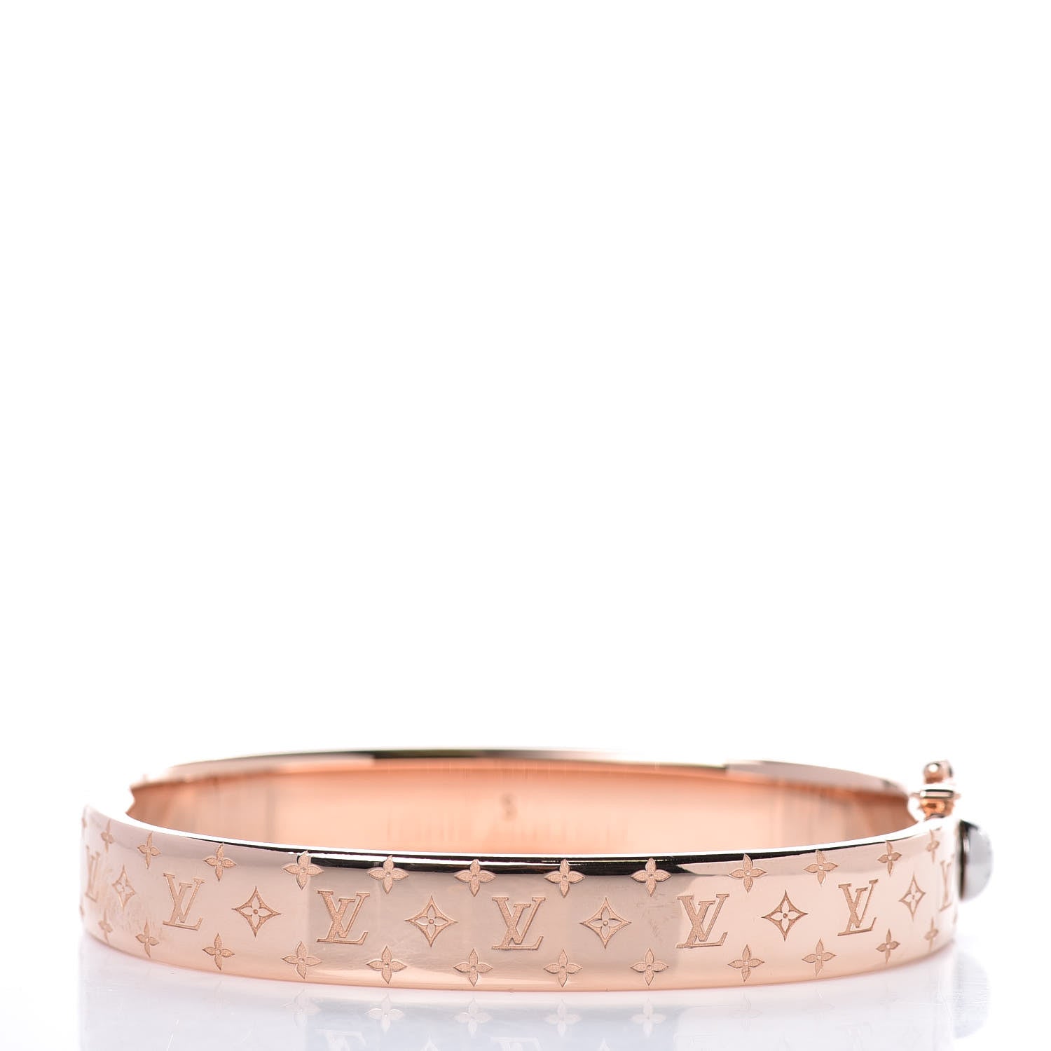 Louis Vuitton Brass Monogram Nanogram Cuff S Pink Gold 3 of 7