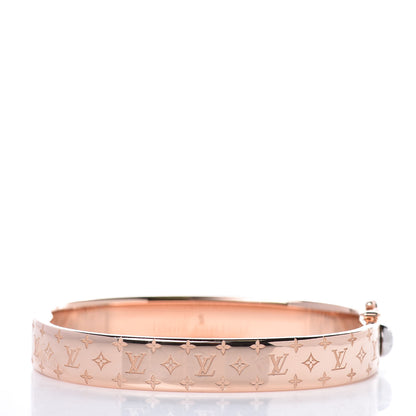 Louis Vuitton Brass Monogram Nanogram Cuff S Pink Gold 3 of 7