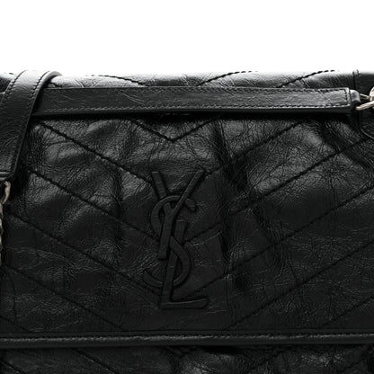Saint Laurent Crinkled Calfskin Matelasse Monogram Medium Niki Chain Satchel Black 8 of 10