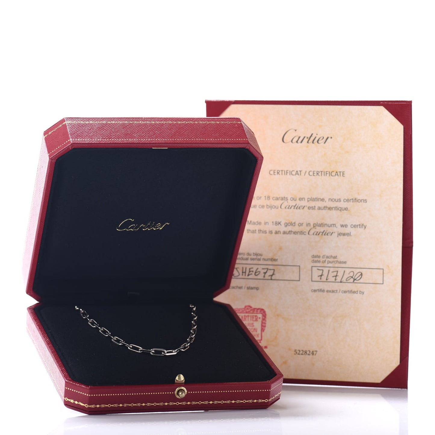 18K White Gold SM Santos De Cartier Link Necklace