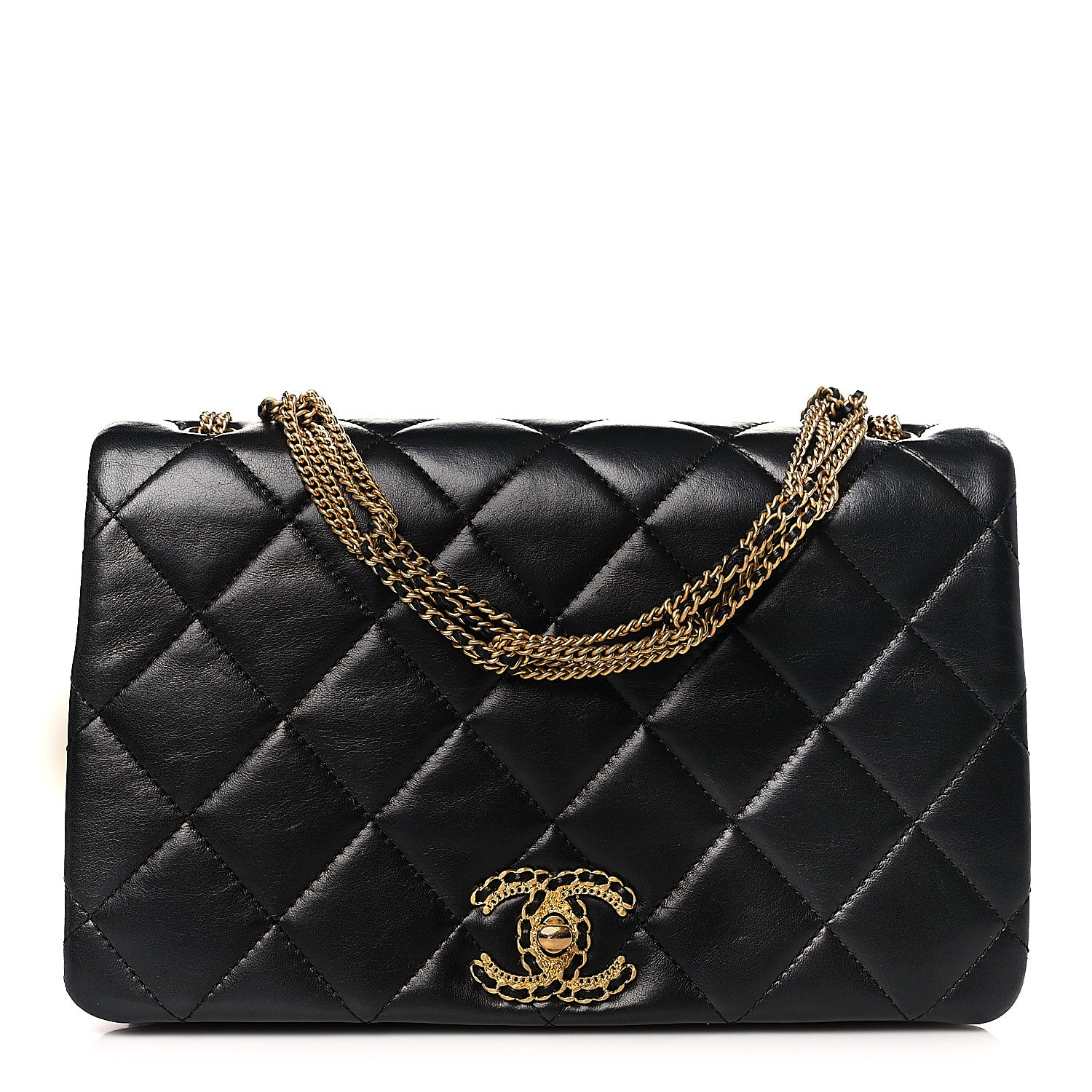 Chanel Lambskin Quilted On And On Medium Chain Flap Black 1 of 10