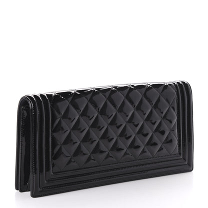 Chanel Patent Quilted Boy Flap Clutch Black 3 of 10