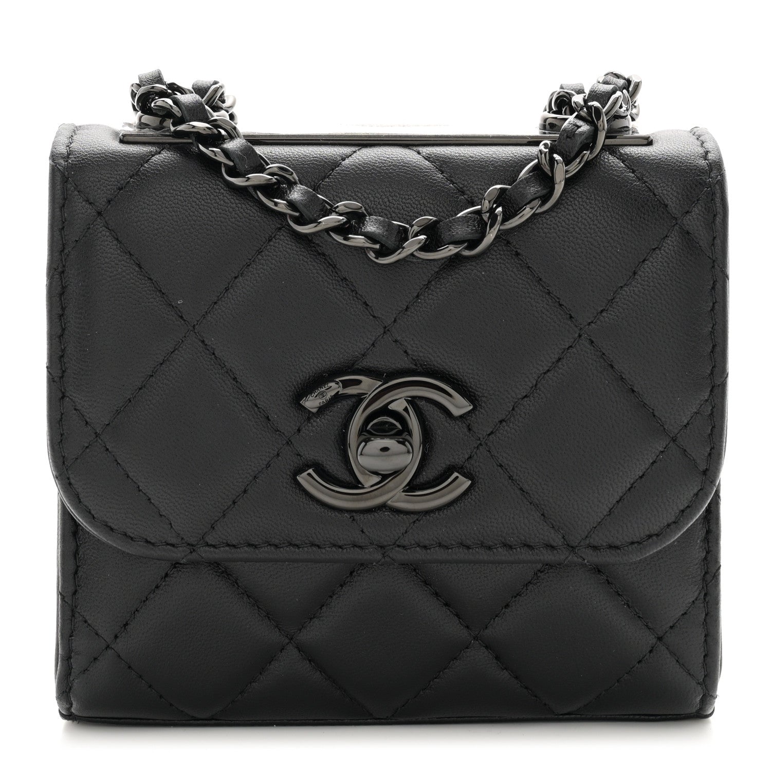 Chanel Lambskin Quilted Mini Trendy CC Clutch With Chain So Black 1 of 11