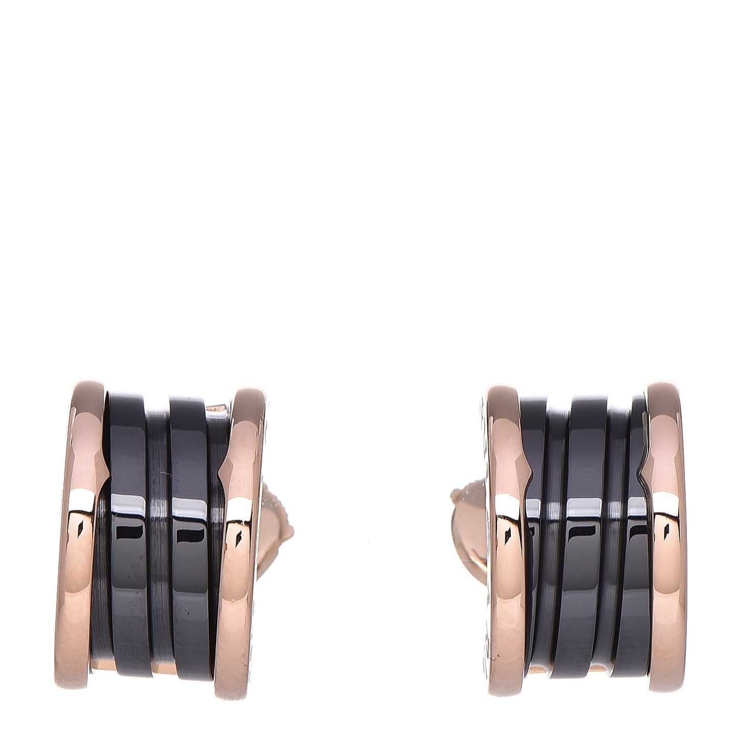 18K Rose Gold Ceramic Onyx B.Zero1 Hoop Earrings Black