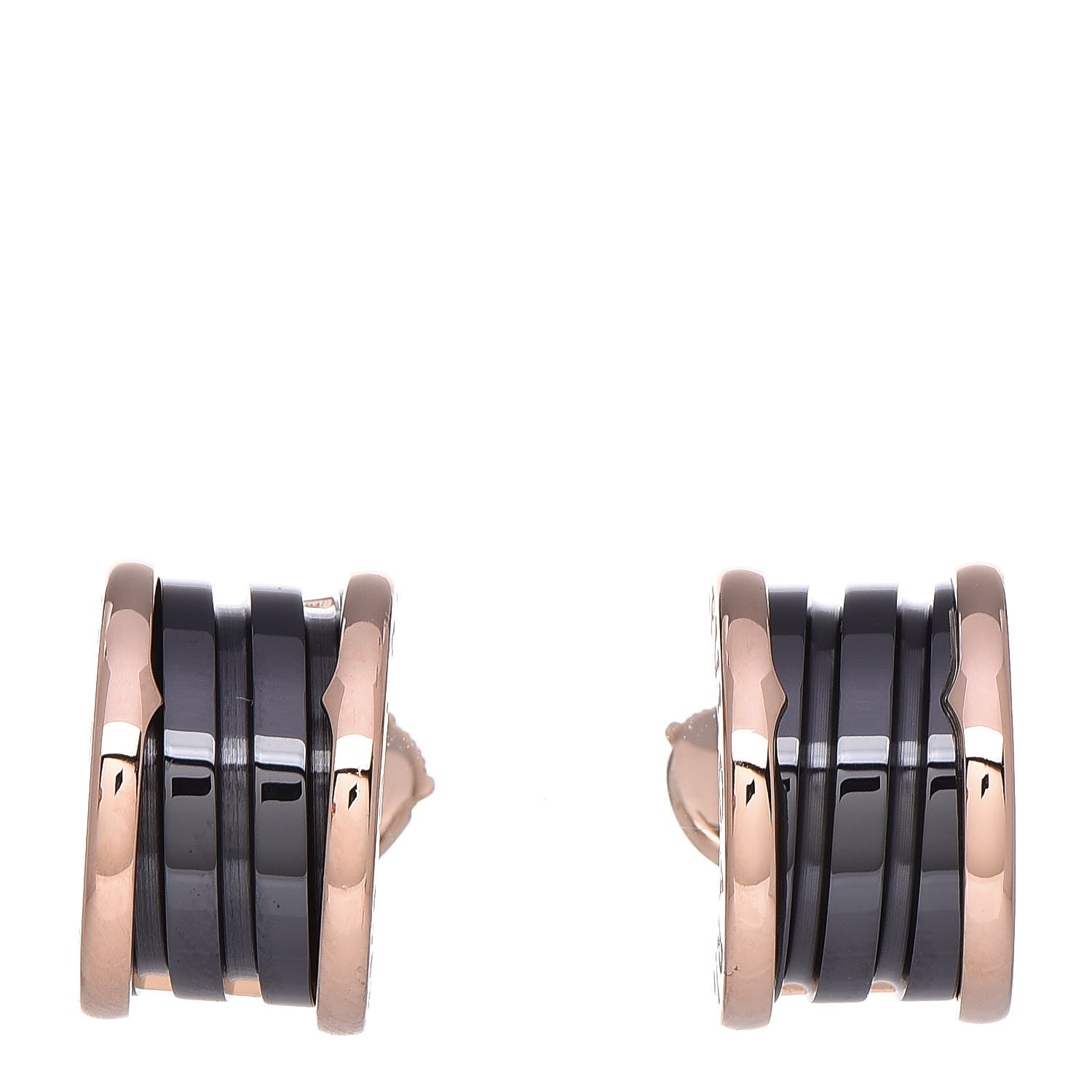 Bulgari 18K Rose Gold Ceramic Onyx B.Zero1 Hoop Earrings Black 1 of 6