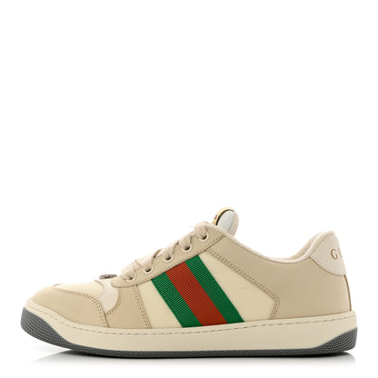 Gucci Nylon Nubuck Web Womens Screener Sneakers 37.5 Mystic White Dusty Milk 1 of 12