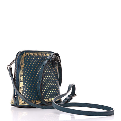 Gucci X SEGA Calfskin GUCCY Stars Mini Dome Shoulder Bag Dusty Turquoise Gold 3 of 9