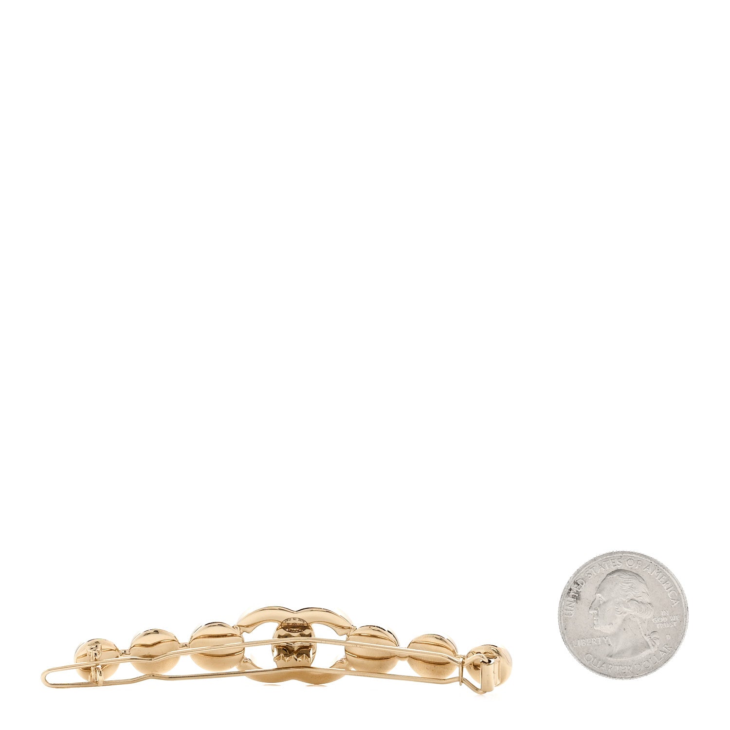 Chanel Metal Beaded CC Hair Clip Barrette Gold 2 of 4