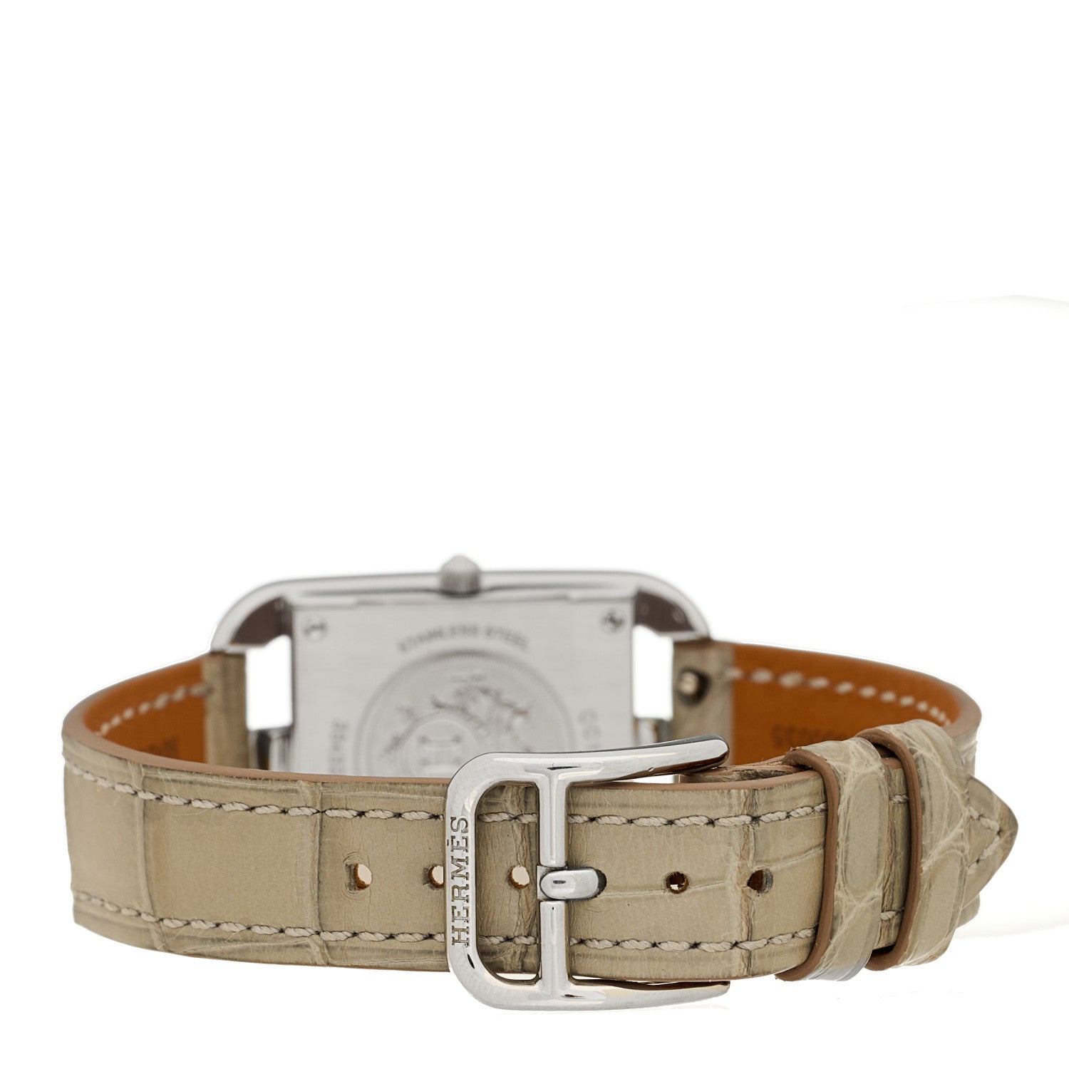 Hermes Stainless Steel Alligator Diamond Bezel 23mm Cape Cod Chaine d'Ancre Joaillier Quartz Watch Gris Perle 3 of 5