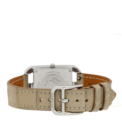 Hermes Stainless Steel Alligator Diamond Bezel 23mm Cape Cod Chaine d'Ancre Joaillier Quartz Watch Gris Perle 3 of 5