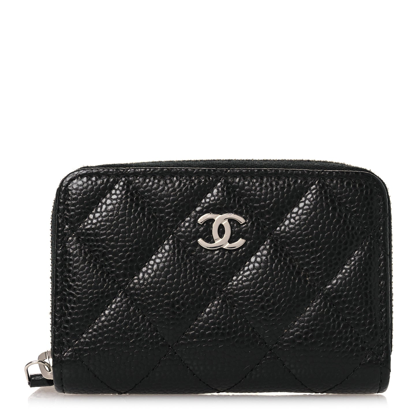 Caviar Quilted Zip Coin Purse Black
