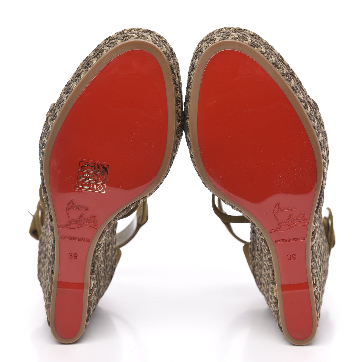 Tresse Veau Velours Bodrum 110 Wedge Sandals 39 Green Tea